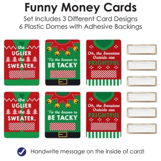 Big Dot of Happiness Ugly Sweater - DIY Assorted Holiday and Christmas Party Cash Holder Gift - Funny Money Cards - Set of 6 image {5}