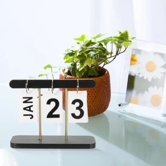 Unique Bargains Wooden Flip Desk Calendar 1 Pc image {3}