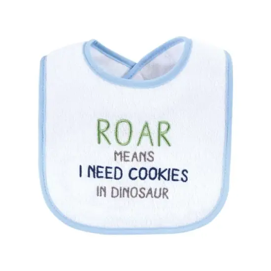 Hudson Baby Infant Boy Cotton Terry Drooler Bibs with Fiber Filling, Boy Dino, One Size image {5}