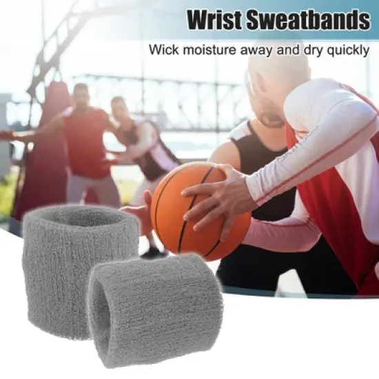 Unique Bargains Wrist Sweat bands Wristbands for Sport Absorbing Cotton Terry Cloth 3.15" 1 Pair image {1}