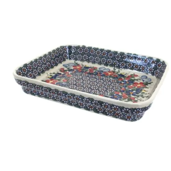 Blue Rose Polish Pottery 149 Vena Small Rectangular Baker image {5}