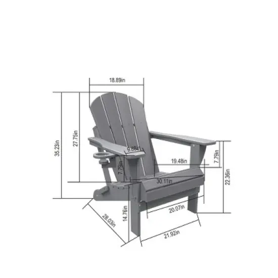 FURNIinspire Patio Seating Sets Folding Adirondack Chairs With Side Table, 3-Piece Rocking Chairs Set With Wood Texture, Black, 30&ldquo;*28&rdquo;*35&ldquo; image {2}