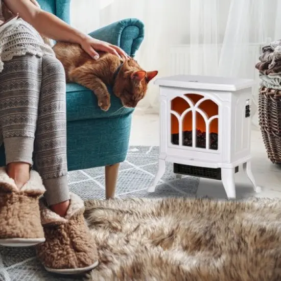 SEVOBAL Fireplace Insert Heater Mantel 3D Flame Fireplace Stove Bottom Air Outlet Fire Place Panoramic Fire Place Heater, White, 15.6"*10.6"*17.3" image {3}