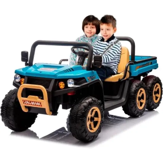 24V Ride-On Toy Truck for Kids - 6 Anti-Slip Tires, Dump Truck, Parent Remote, Music Player, Dual Seats, Sand Shovel, Electric Car for Kids image {7}