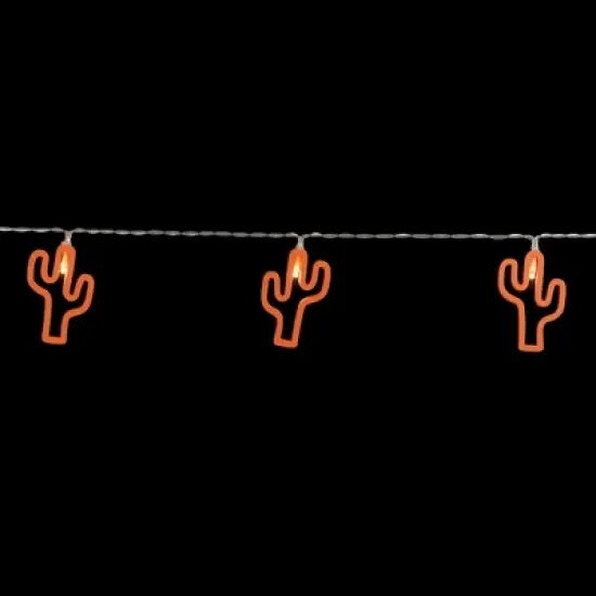 Northlight LED Cactus Patio Light Set - Orange - 4' Clear Wire - 10ct image {4}