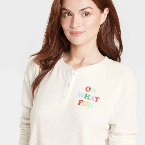 Women's Oh What Fun Matching Family Thermal Pajama Top - Wondershop&trade; White image {2}