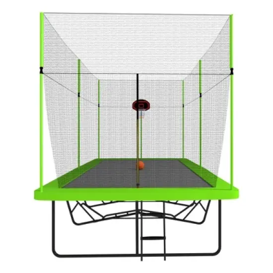 QingMoon 10FT &times; 17FT Rectangle Recreational Trampoline With A PE Protective Cover,Basketball Board,Net,Inflatable Device,Ladder For Kids Adults image {6}
