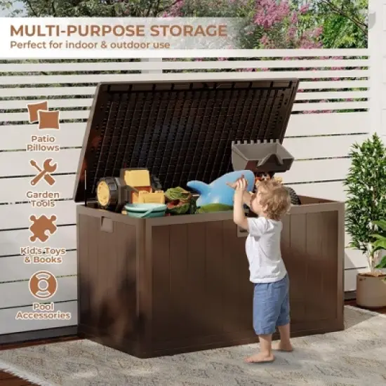 130 Gallon Outdoor Waterproof Storage Box - Lockable, Deck Storage, Package Delivery Secure, Patio Furniture Storage, Garden Tools Organizer image {6}