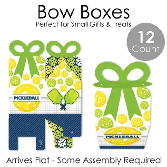 Big Dot of Happiness Let&rsquo;s Rally - Pickleball - Square Favor Gift Boxes - Birthday or Retirement Party Bow Boxes - Set of 12 image {5}