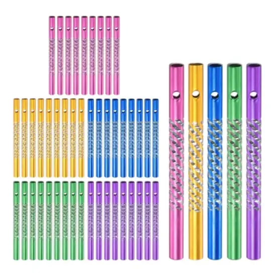 Unique Bargains Aluminum DIY Crafts Outdoor Home Decoration Wind Chime Tubes 8 x 0.6 cm / 3.15 x 0.2 inch Green Pink Blue Yellow Purple 50 Pcs image {6}
