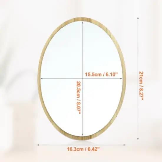 Unique Bargains Natural Wooden Foldable Makeup Mirror Beige 1 Pc image {2}