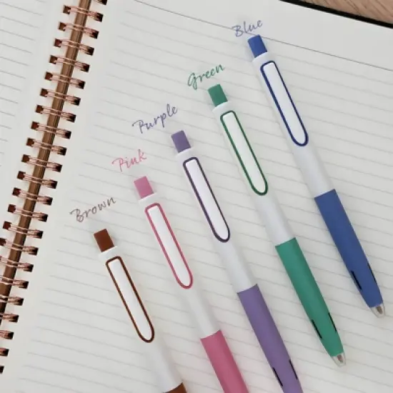 Wrapables Whisper Motion Silent Retractable Gel Pen Set (5 Pack), 0.5mm Fine Point, for Home, Office, Work image {11}