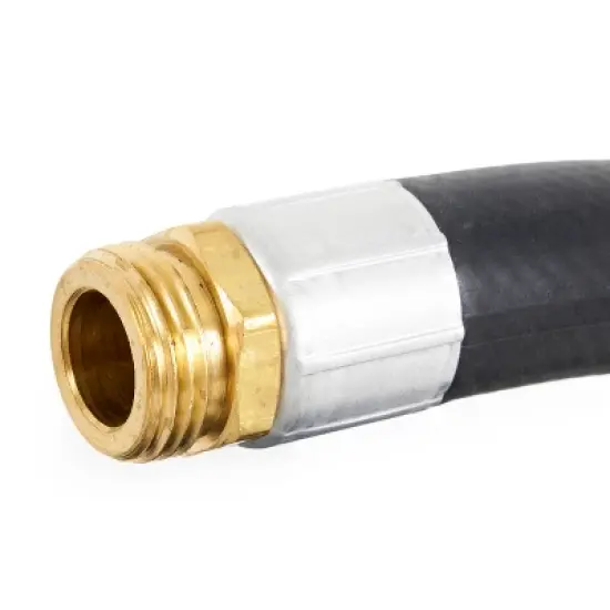 Apache 98108802 25 Foot Industrial Rubber Garden Water Hose with Heavy Duty MGHT x FGHT Brass Fittings and 1 Bend Restrictor, Black (2 Pack) image {3}