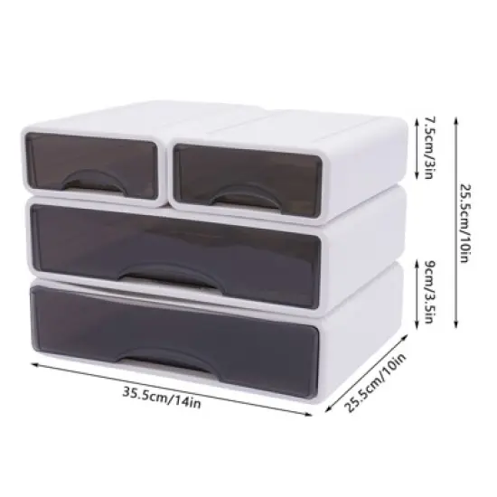 YIYIBYUS Stackable Office Storage Box with 4 Drawers, Desk Organize image {3}
