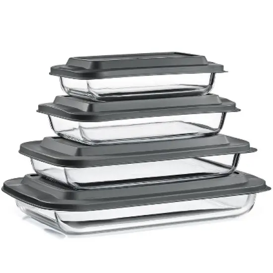 Sorbus 8-Piece Deep Glass Baking Dish Set with Lids - Versatile, Durable, Oven-Safe, & Dishwasher-Safe for Easy Baking, Storing, & Serving image {6}