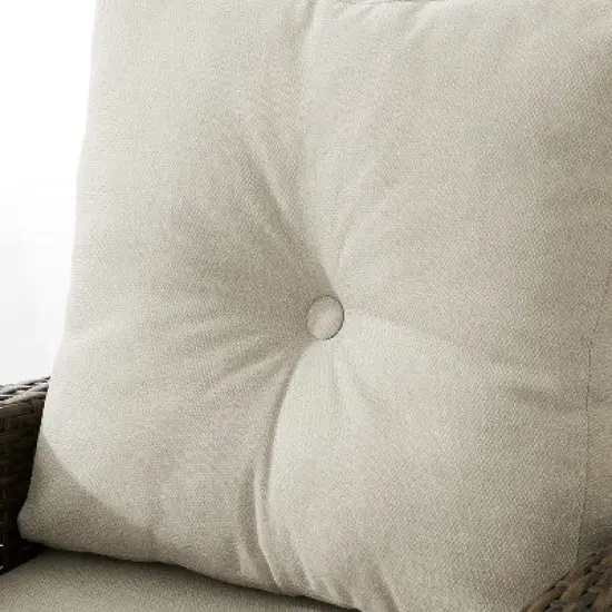 HomeStock Rockport Outdoor Wicker High Back Loveseat Oatmeal/Light Brown image {9}