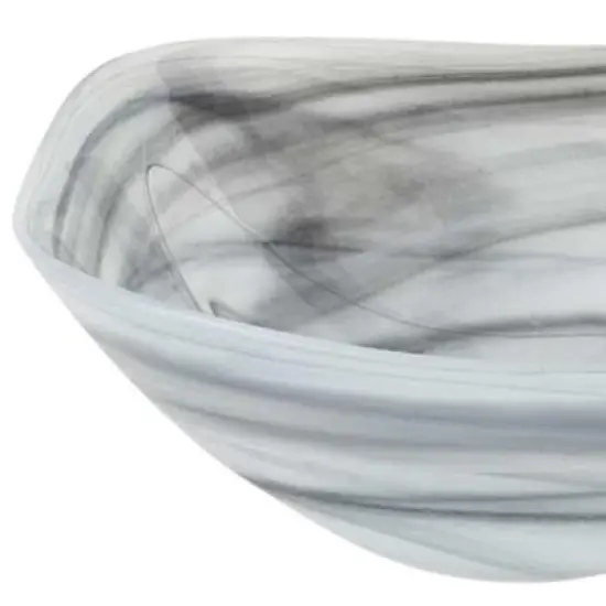 HomeRoots 10" Gray And White Alabaster Glass Square Salad Bowl image {4}