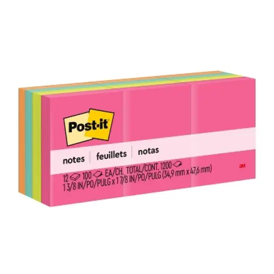 Post-it 12pk Sticky Notes 1.5"x2" Poptimistic Collection: Multicolored Paper, 100 Sheets, Art & Design Theme image {9}