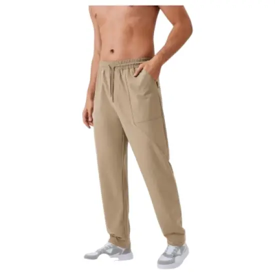 Anna-Kaci Active Men's Relaxed Fit Drawstring Pants with Patch Pockets and Elastic Waistband for Casual Wear image {4}