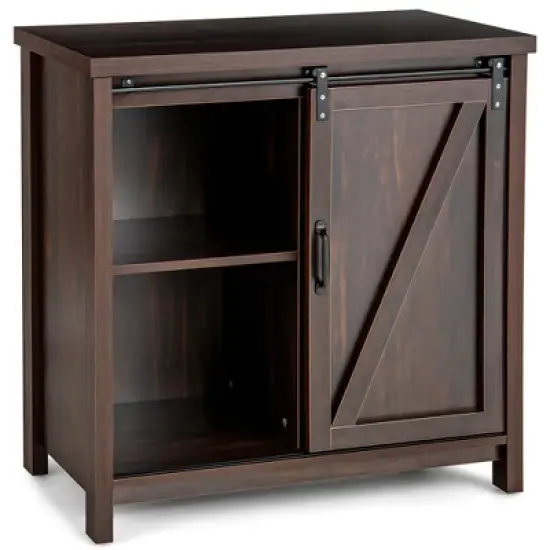 Costway Kitchen Buffet Storage Cabinet Cupboard Freestanding Sideboard Sliding Barn Door image {8}