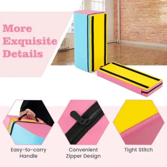 Costway Mailbox Tumbling Mat Gymnastics Vaulting Box with Detachable Mat & Carrying Handle Pink/Red image {8}