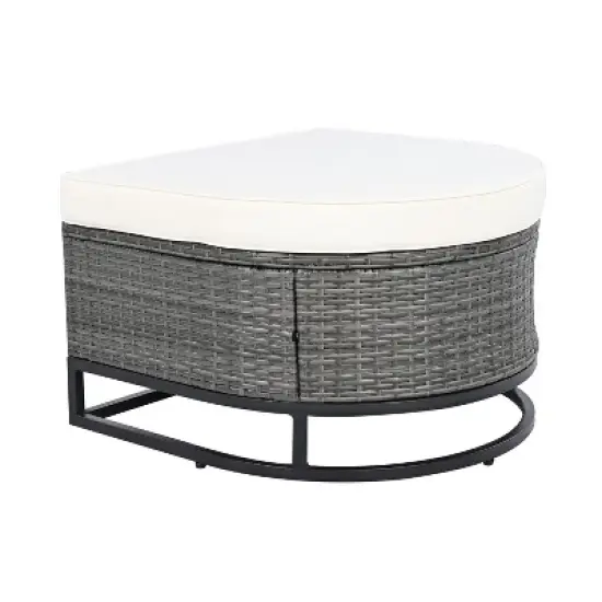 FIONECA 7-Piece Large Outdoor Wicker Sofa Set with 2 Coffee Tables & Pillows, Patio Rattan Sectional Furniture for Garden, Deck, Beige image {15}