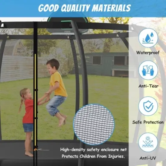 QingMoon 16FT Trampoline For Kids And Adults With Wear-resistant UV-resistant Jumping Mat,Basketball Hoop,Enclosure Net, Recreational Trampoline image {4}