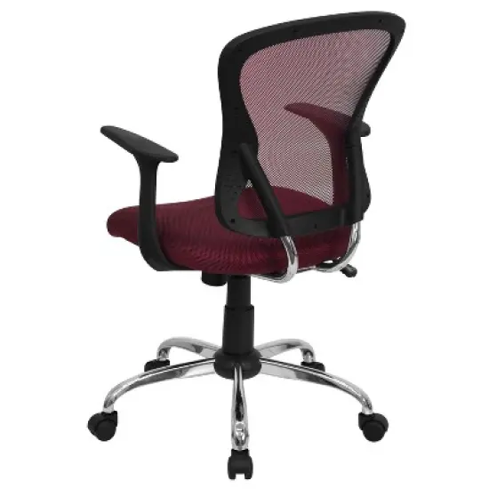 Emma and Oliver Mid-Back Mesh Swivel Task Office Chair with Chrome Base and Arms image {6}