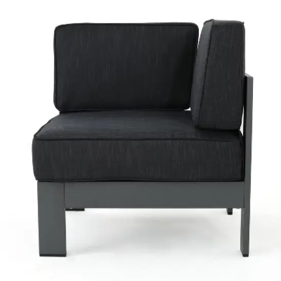Christopher Knight Home Cape Coral Outdoor Aluminum 5 Seater Sectional Sofa Chat Set with 50000 BTU Fire Pit image {5}