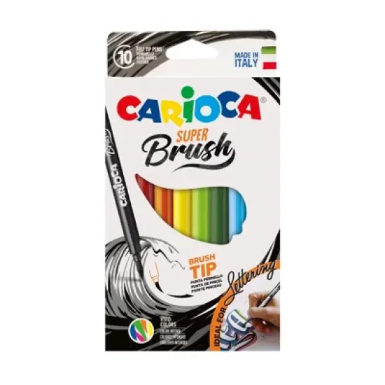 CARIOCA Super Brush Washable Felt Tip Pens - 10 Pieces image {5}