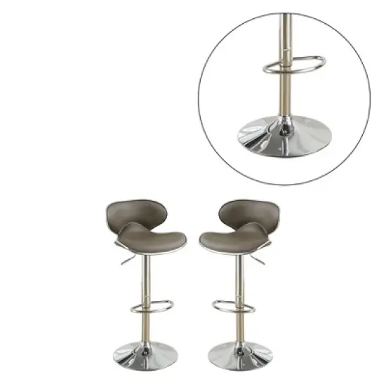 Simple Relax Adjustable Faux Leather Bar Stools Espresso Set of 2 image {3}