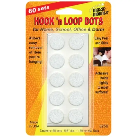 Magic-Mounts&reg; Hook 'n Loop, 5/8" Dots, 60 Sets Per Pack, 3 Packs image {1}