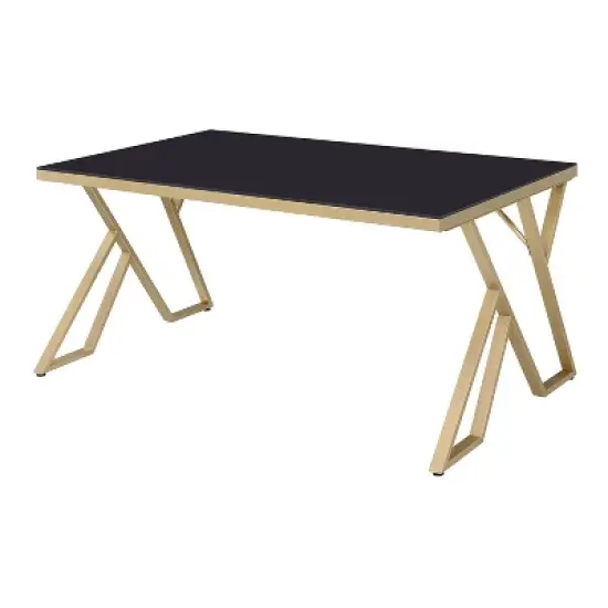 Jalama Glam Glass Top Gold Frame Dining Table - HOMES: Inside + Out image {4}