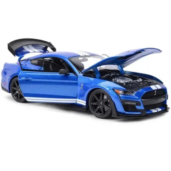 2020 Ford Mustang Shelby GT500 Blue Metallic with White Stripes "Special Edition" 1/18 Diecast Model Car by Maisto image {2}