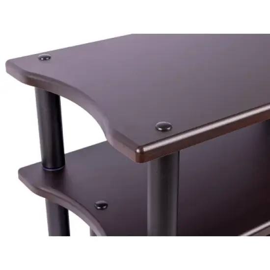 Monolith Double-Wide 3-Tier AV Stand Espresso 300LBS Weight Capacity Per Shelf Organize and Display AV Components Home Theater or Entertainment System image {3}