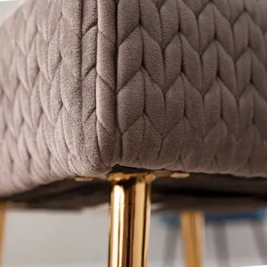 Wegre Woven Upholstered Ottoman Gray/Gold - Aiden Lane image {1}