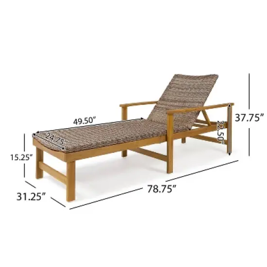Hampton Acacia Chaise Lounge - Christopher Knight Home
 image {3}