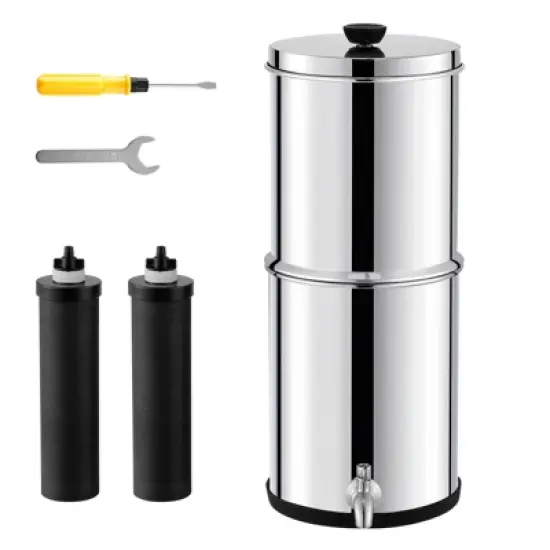 VEVOR Gravity-fed Water Filter System, 2.25G 304 Stainless-Steel Countertop System, Water Filtration System, Reduces Lead and up to 99% of Chlorine image {8}