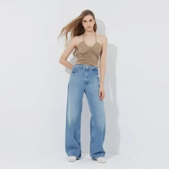 Women's Ruched Halter Top - Wild Fable&trade; Oatmeal image {2}