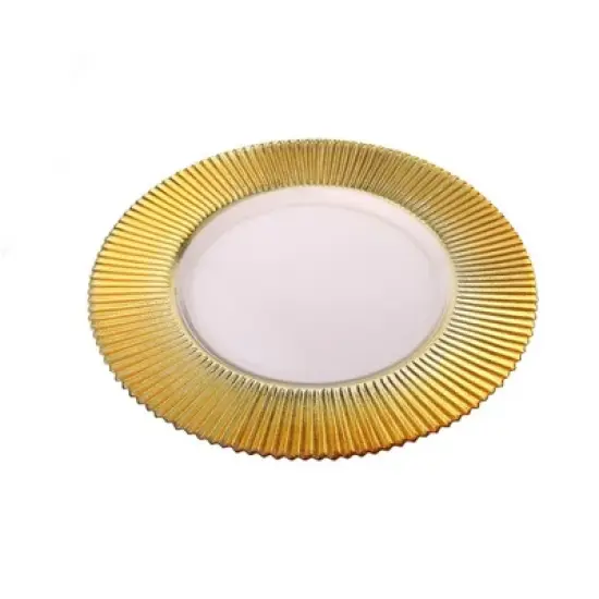 Classic Touch Set Of 4 Glass Chargers With Gold Border - 13"D image {1}