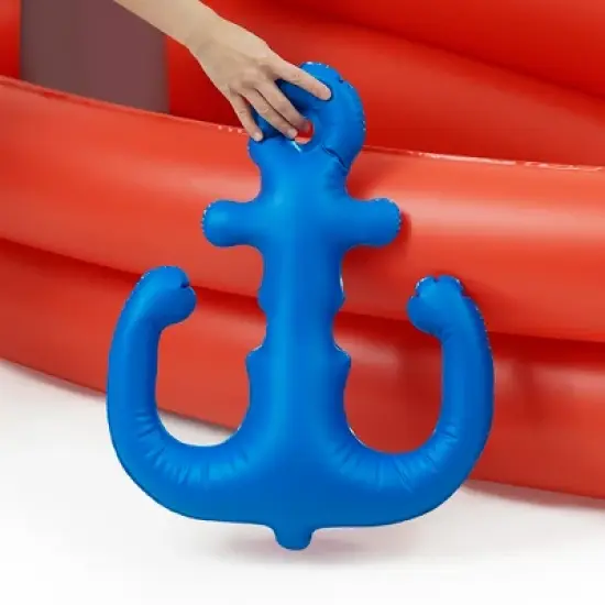 Teamson Kids Water Pool Pirate Ship Inflatable Kids Sprinkler with Air Pump, Beach Balls, & Accessories, Inflatable Outdoor Play Sprinkler System, Red image {5}