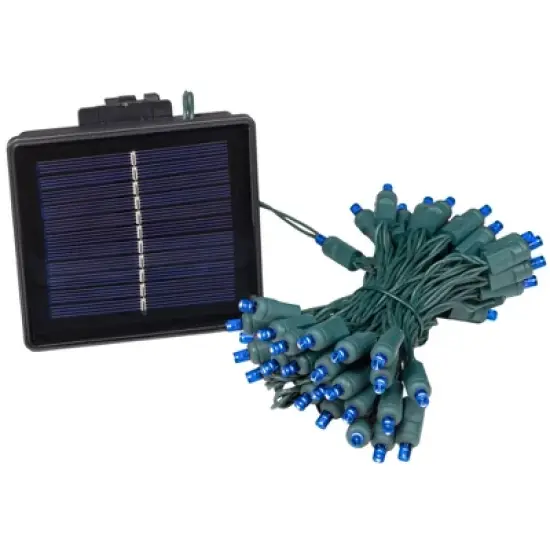Novelty Lights 50 Light LED Solar Powered String Lights 3" Spacing Green Wire 22.5 Feet image {8}
