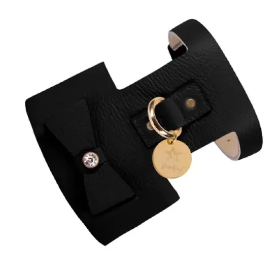 PoisePup &ndash; Luxury Pet Dog Harness &ndash; Soft Premium Italian Leather w/Crystal Harness for Small and Medium Dogs - Dark Knight image {3}