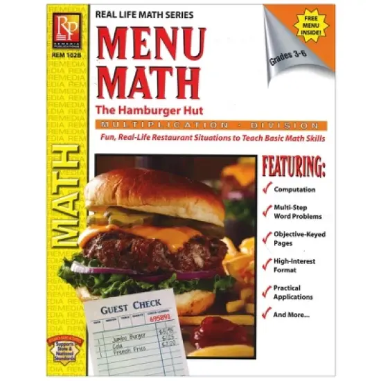 Remedia Publications Menu Math: The Hamburger Hut Book, Multiplication & Division image {1}