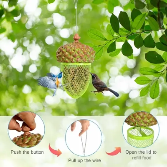 Costway Metal Acorn Wild Bird Feeder Outdoor Hanging Food Dispenser for Garden Yard image {6}