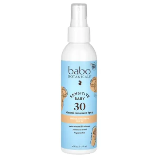 Babo Botanicals Sensitive Baby Mineral Sunscreen Spray SPF30 - Natural Zinc Oxide - Non-Aerosol &ndash; Face & Body - Fragrance-Free - Water Resistant - For image {2}