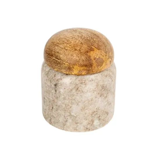 Storied Home Modern Marble Canister with Wood Lid image {10}