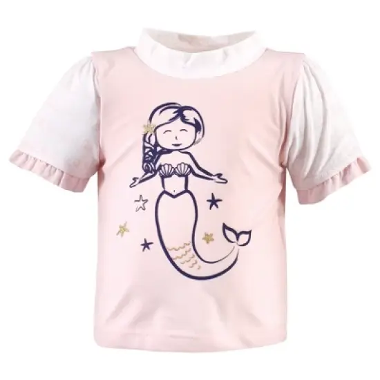 Hudson Baby Infant and Toddler Girl Swim Rashguard Set, Pink Mermaid image {2}
