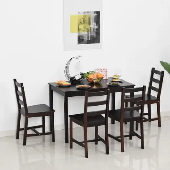 HOMCOM 5 Piece Dining Room Table Set, Wooden Kitchen Table and Chairs for Dinette, Breakfast Nook image {2}