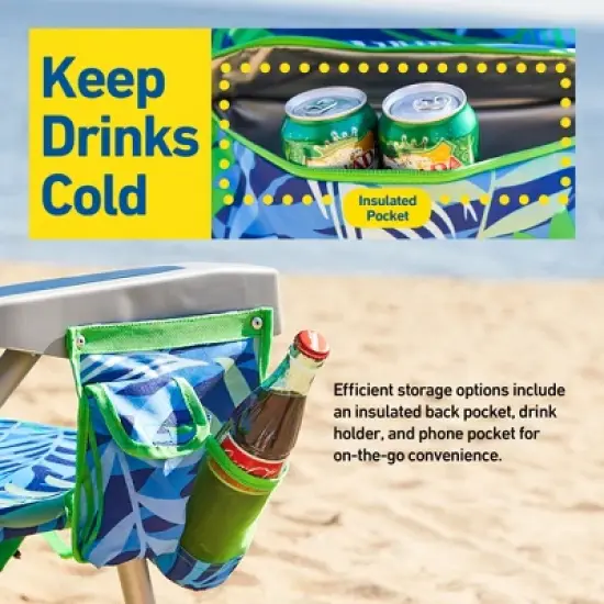 Banana Boat 2-Pack Lightweight Backpack 5-Position with Lay Flat Folding Beach Chair &ndash; with FREE Thermal Drink Sleeve for Cold Drinks image {6}